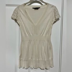 BCBG Maxazaria silk blend cream colored blouse, size small